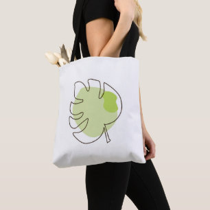 Cute one line art tropical isolated foliage tote bag