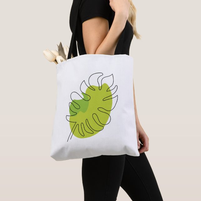 Cute one line art tropical isolated foliage tote bag (Close Up)