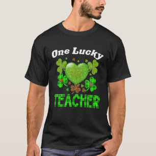 Cute One Lucky Teacher Plaid Shamrocks Saint Patri T-Shirt