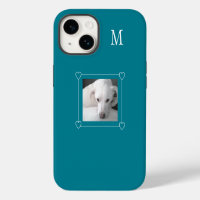 Cute One Photo Dog Single Initial Teal Green