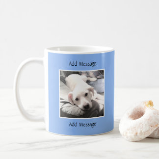 Cute One Photo Light Blue Message Coffee Mug