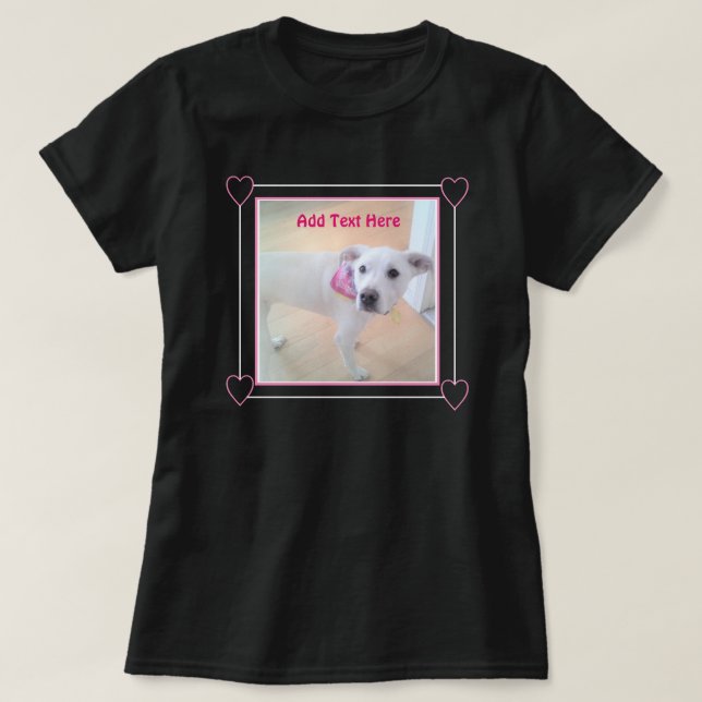Cute One Photo Pink Sweet Puppy Dog T-Shirt (Design Front)