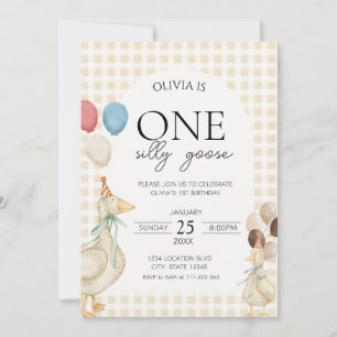 Cute One Silly Goose Birthday Invitation