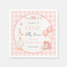 Cute One Silly Goose Pink Bow Girl 1st Birthday