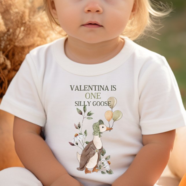 Cute One Silly Goose Vintage 1st First Birthday  Baby T-Shirt (Creator Uploaded)