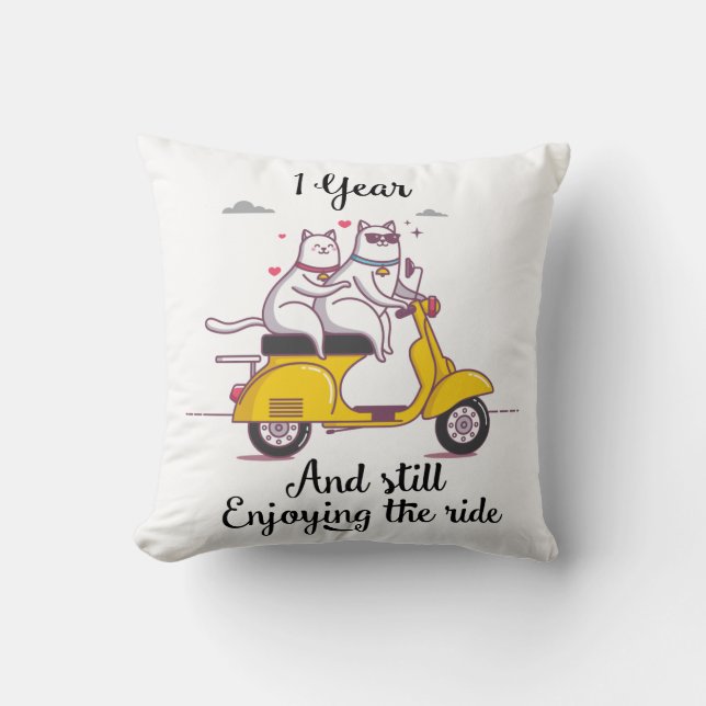 Cute one year Anniversary gift for him & her Cushion (Front)