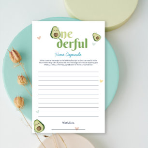 Cute Onederful Avocado 1st Birthday Memory Card