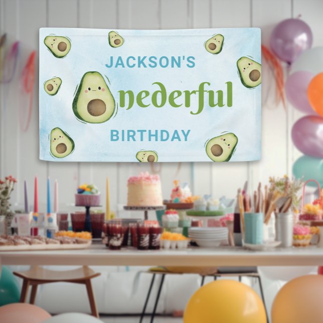 Cute Onederful Avocado 1st Birthday Party Banner (Cute Onederful Avocado 1st Birthday Party Banner)