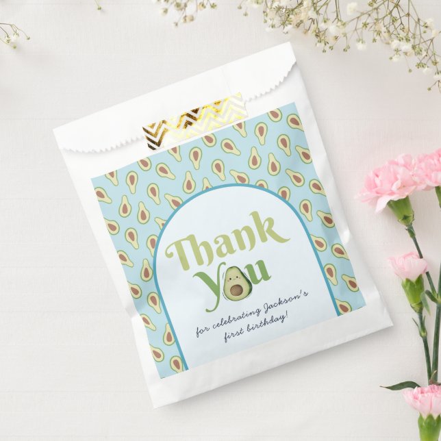 Cute Onederful Avocado 1st Birthday ThankYou Card Favour Bag (Sealed)