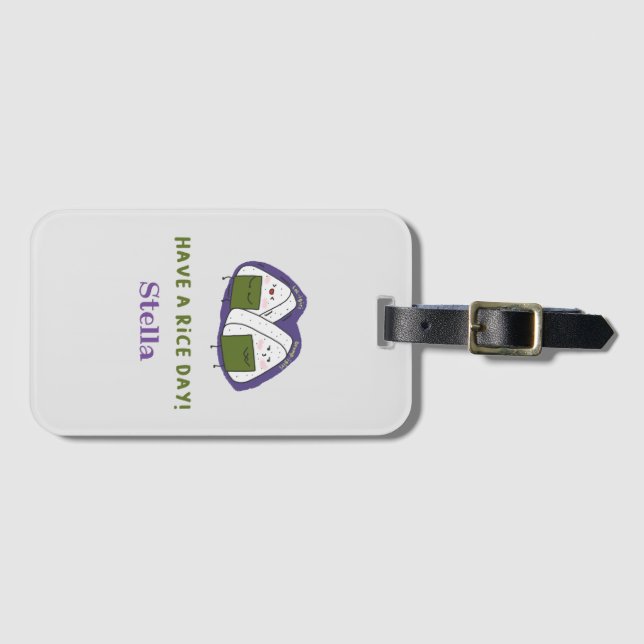Cute Onigiri personalised Luggage Tag (Front Horizontal)