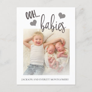 Cute Ooh Babies Twin Photo Birth Announcement