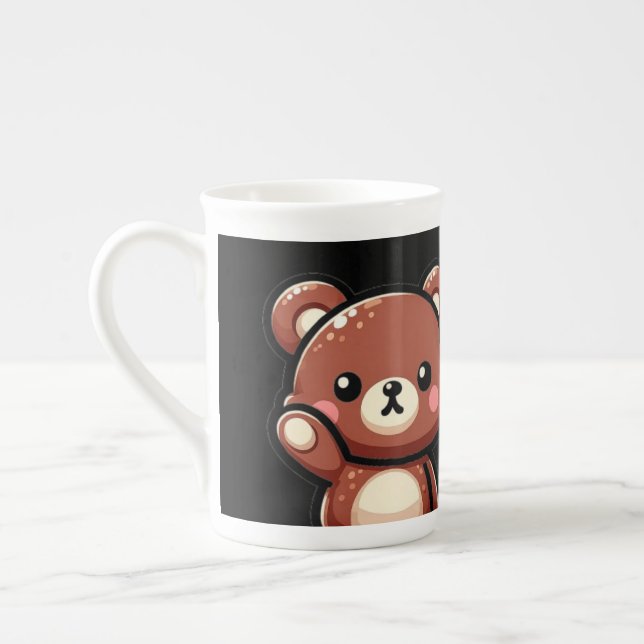 Cute Oops Teddy Bear Specialty Mug with Heart (Left)