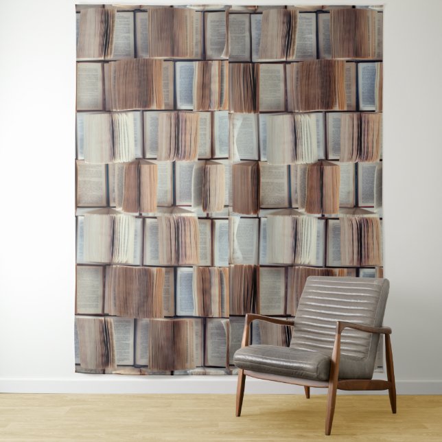 Cute Opened Books Pattern Authors Wall Tapestry (In Situ)