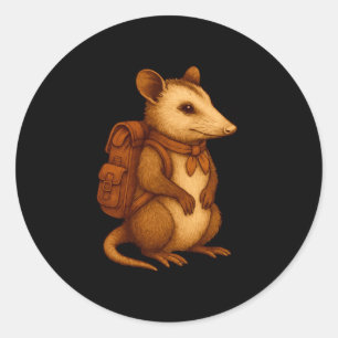 Cute opossum backpacker camping hiker forest classic round sticker