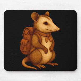 Cute opossum backpacker camping hiker forest mouse pad