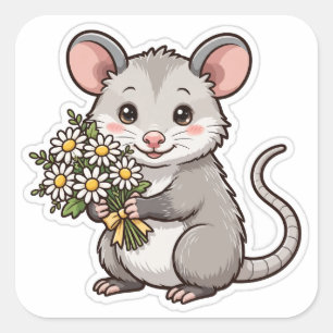 Cute Opossum Daisies Possum Sticker