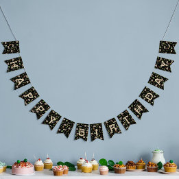 Cute Opossum Dark Botanical Woodland Party Bunting