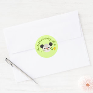 Cute Opossum Face with Flower Classic Round Sticker