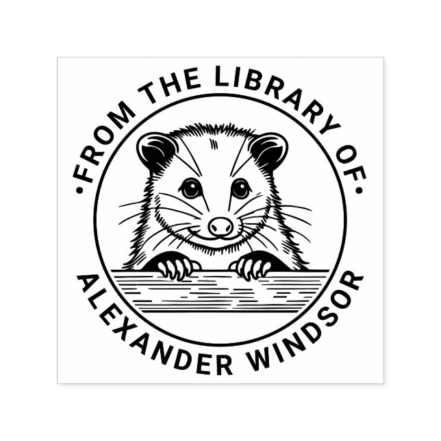 Cute Opossum Head #3 Library Book Name Self-inking Stamp (Design)