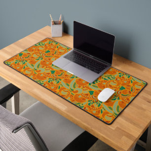 Cute orange abstract seamless flowers ceramic tile desk mat