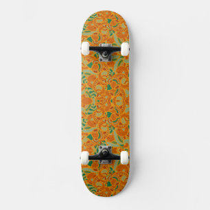 Cute orange abstract seamless flowers ceramic tile skateboard