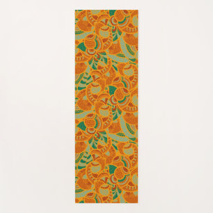 Cute orange abstract seamless flowers ceramic tile yoga mat