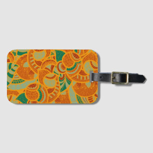 Cute orange abstract seamless flowers luggage tag