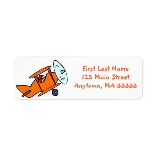Cute Orange Aeroplane Address Labels