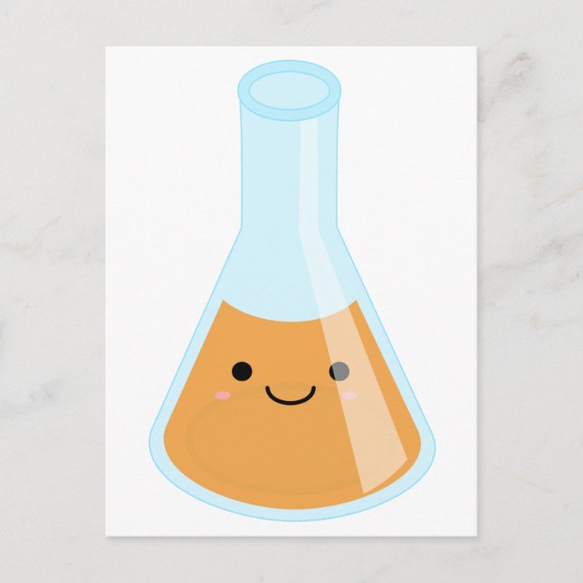 Cute orange alchemy kawaii flask postcard (Front)