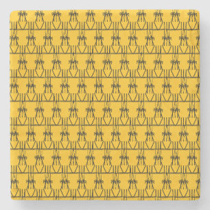 Cute Orange and Black Coconut Trees silhouette Stone Coaster