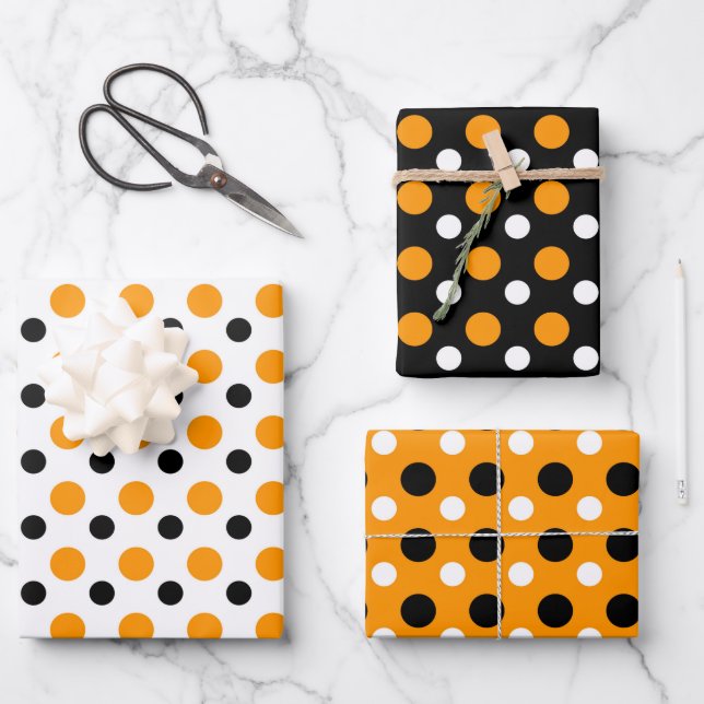 Cute Orange And Black Pattern Wrapping Paper Sheet (Front)
