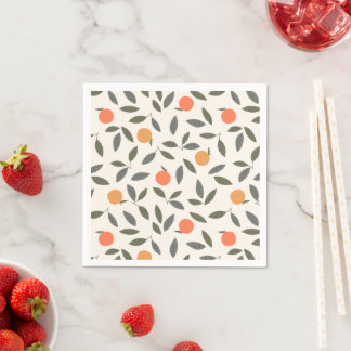 Cute Orange and Leaves Pattern Napkin