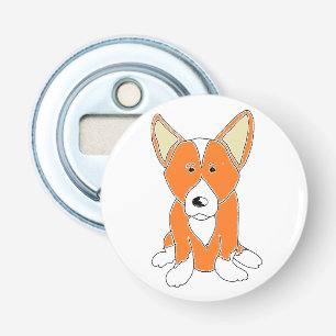 Cute Orange and White Cartoon Pembroke Corgi Bottle Opener