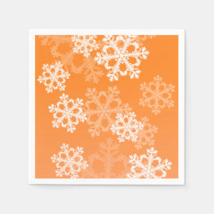 Cute orange and white Christmas snowflakes Napkin
