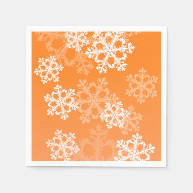 Cute orange and white Christmas snowflakes Napkin (Front)