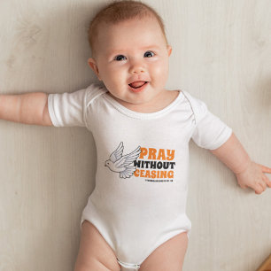 Cute Orange and White Dove Christian Bible Verse Baby Bodysuit