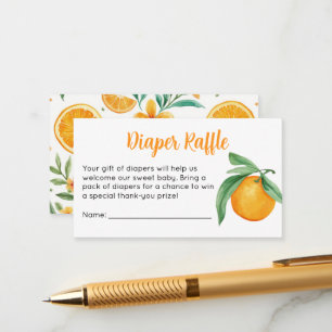 Cute Orange Baby Shower Diaper Raffle Ticket Enclosure Card