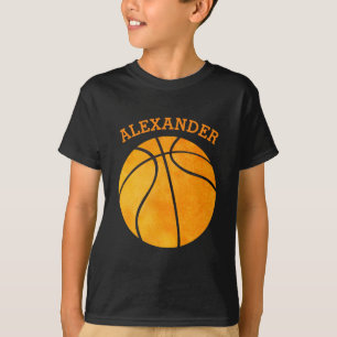 Cute Orange Basketball Personalised Kids Sports T-Shirt