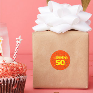 CUTE ORANGE birthday Classic Round Sticker