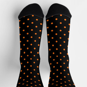 Cute orange black polka dots pattern fun Halloween Socks