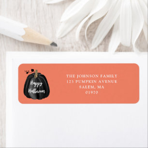 Cute Orange Black Pumpkin Halloween Return Address Label