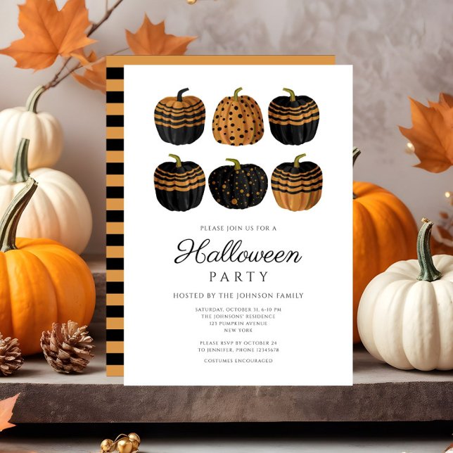 Cute Orange Black Pumpkins Halloween Invitation (Cute Orange Black Pumpkins Halloween Invitation)