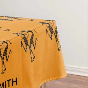 Cute Orange, Black Silhouette Festival Dancers Tablecloth