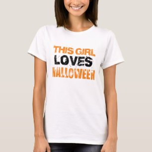 Cute Orange Black This Girl Loves Halloween T-Shirt
