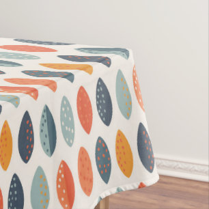 Cute Orange Blue Leafy Botanical Monogram Pattern Tablecloth