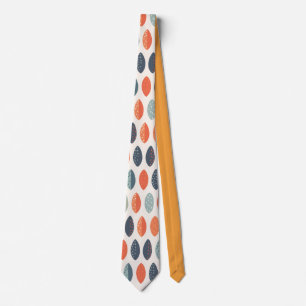 Cute Orange Blue Ochre Leafy Botanical Pattern Tie