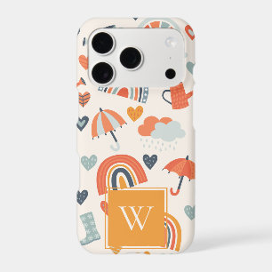 Cute Orange Blue Spring Rainbow Clouds Pattern