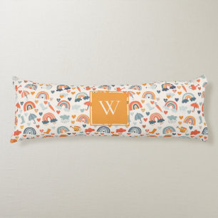 Cute Orange Blue Spring Rainbow Clouds Pattern Body Cushion