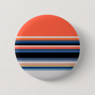 Cute orange blue stripes 6 cm round badge
