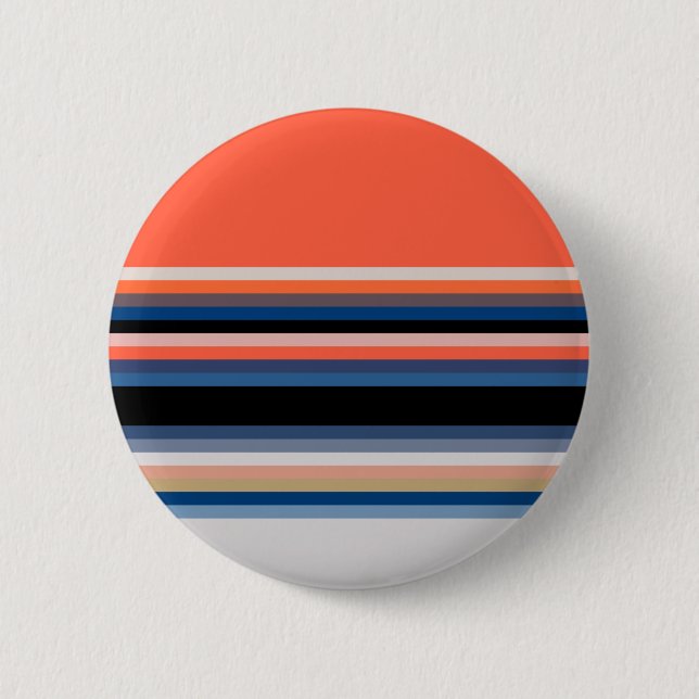 Cute orange blue stripes 6 cm round badge (Front)